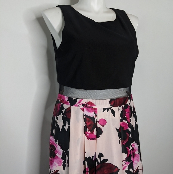 B&A by Betsy & Adam black pink sleeveless maxi gown dress 18W - Picture 6 of 11
